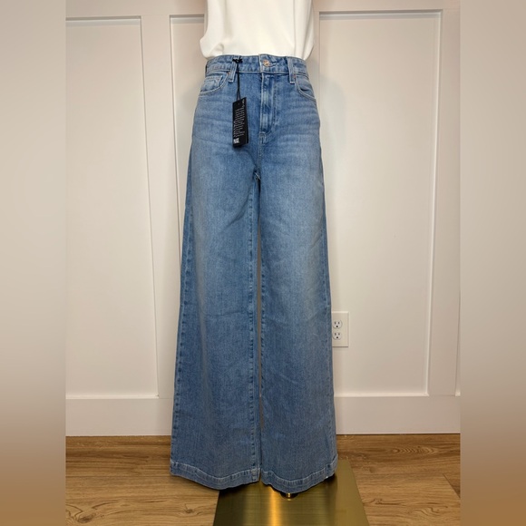 NWT -  PAIGE Harper Light Blue High-Rise Wide Leg Jeans - Picture 2 of 14